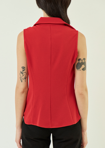 Sleeveless Button Shirt Crimson